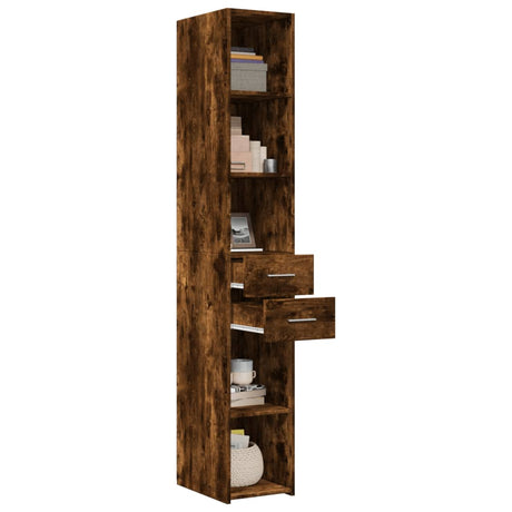 Hoge kast 30x42,5x185 cm bewerkt hout gerookt eikenkleurig - AllerleiShop