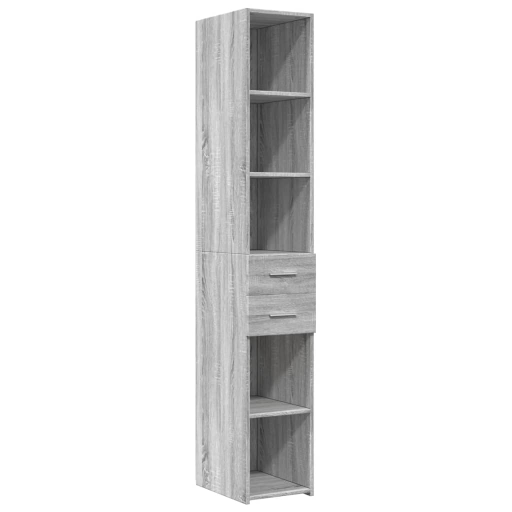 Hoge kast 30x42,5x185 cm bewerkt hout grijs sonoma eikenkleur - AllerleiShop