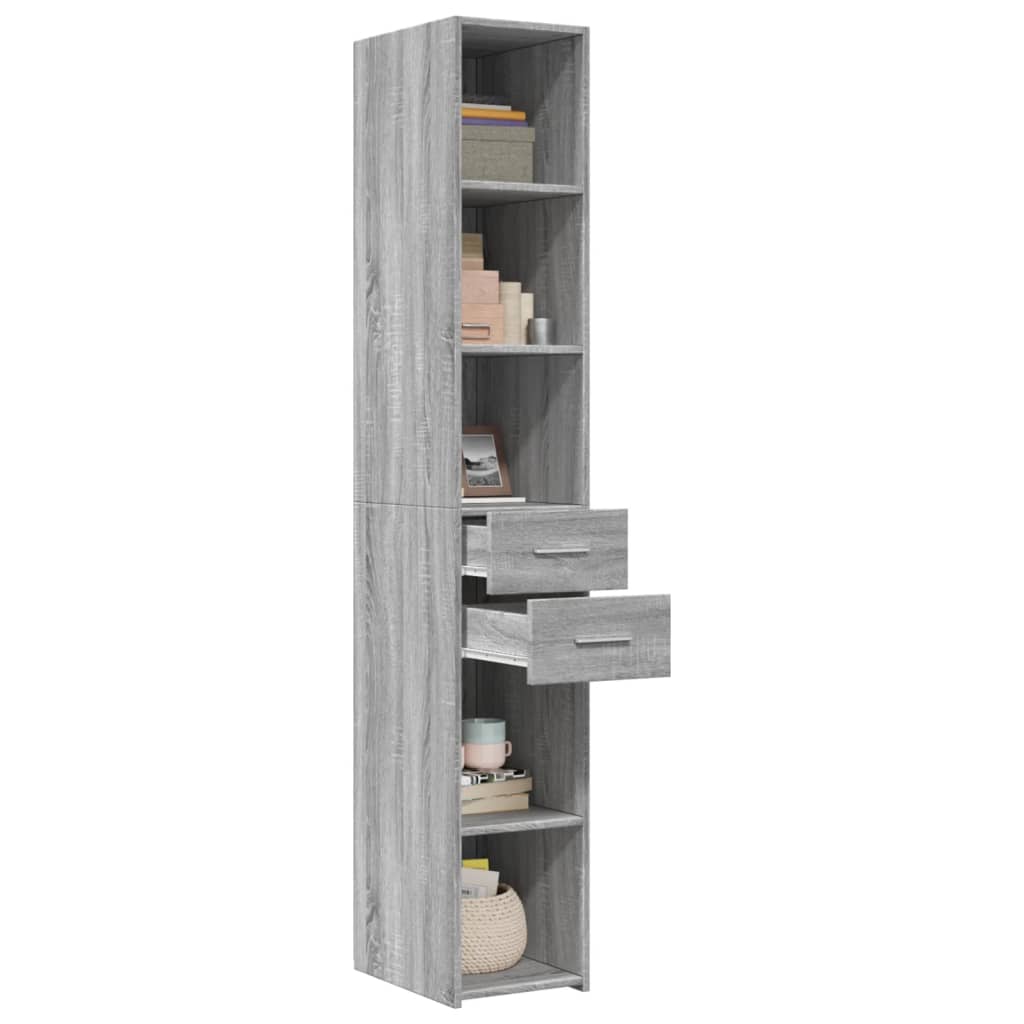 Hoge kast 30x42,5x185 cm bewerkt hout grijs sonoma eikenkleur - AllerleiShop