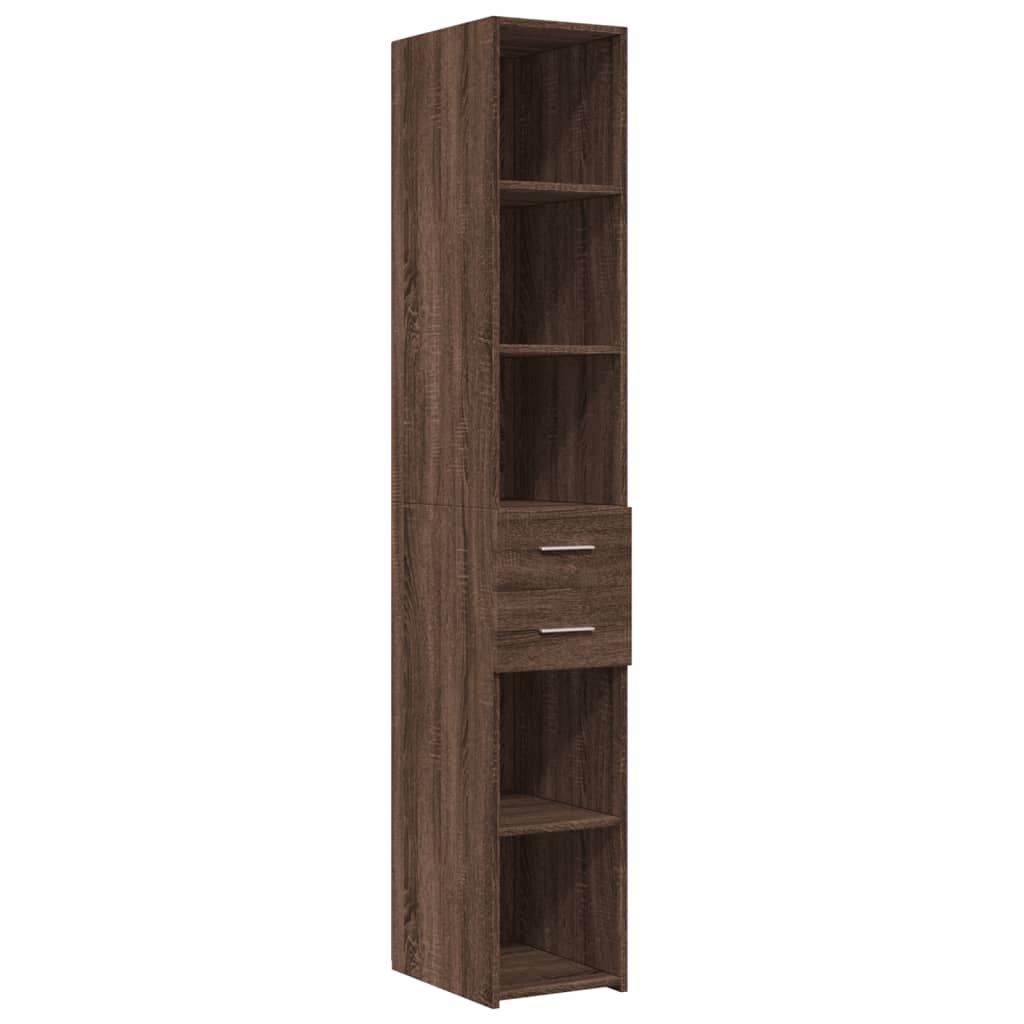 Hoge kast 30x42,5x185 cm bewerkt hout bruin eikenkleurig - AllerleiShop