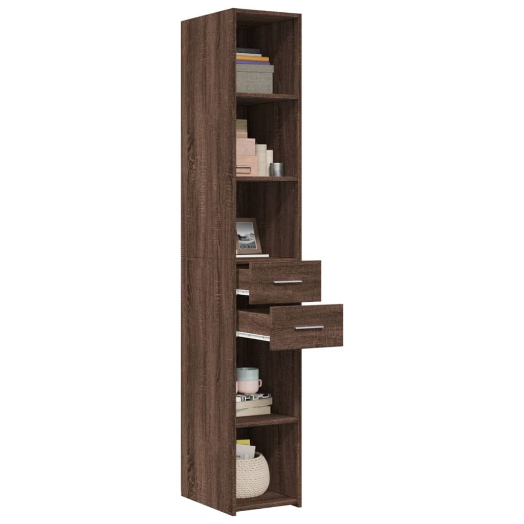 Hoge kast 30x42,5x185 cm bewerkt hout bruin eikenkleurig - AllerleiShop