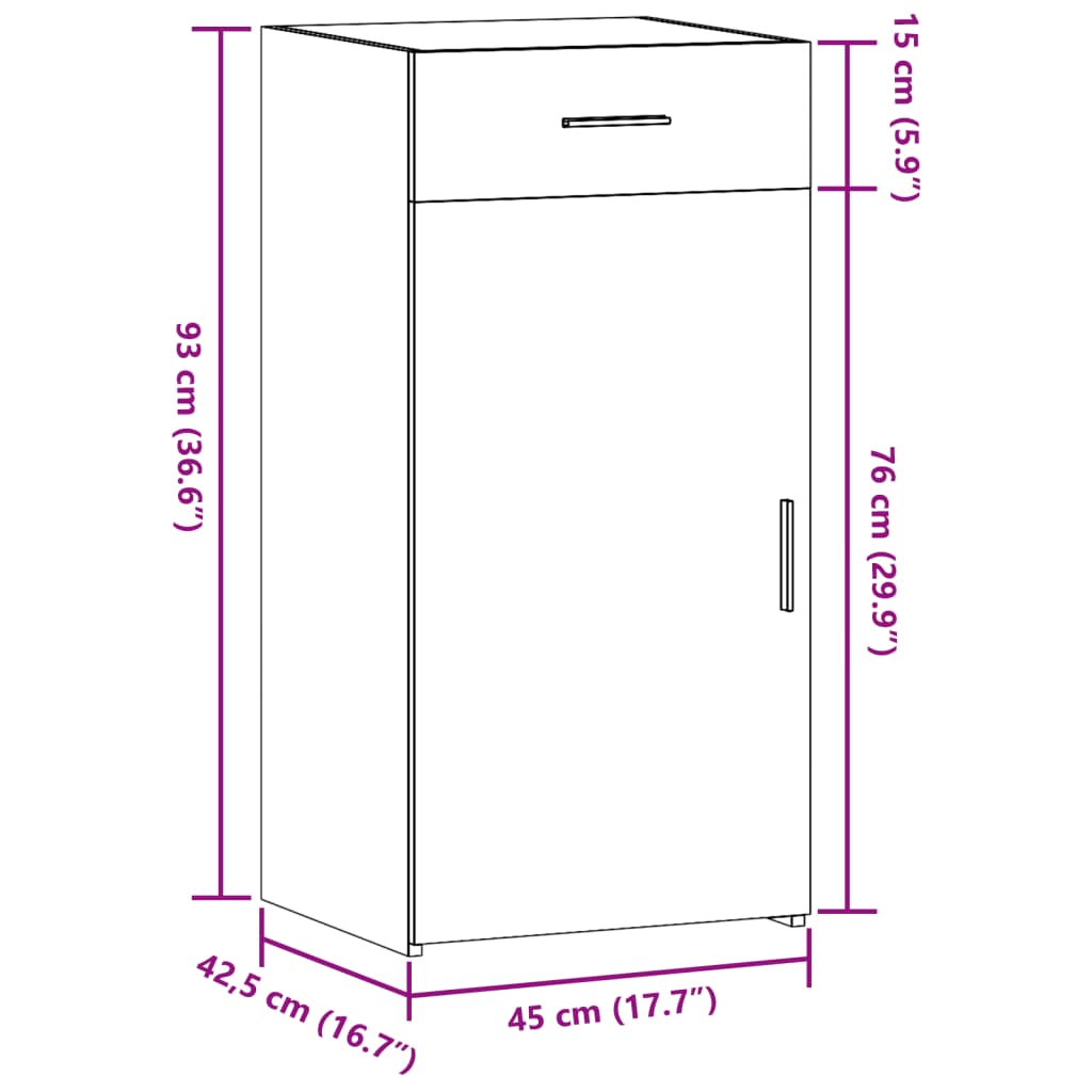 Dressoir 45x42,5x93 cm bewerkt hout sonoma eikenkleurig - AllerleiShop