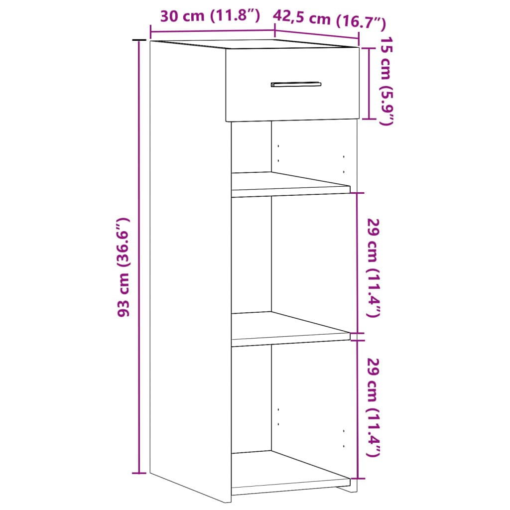 Dressoir 30x42,5x93 cm bewerkt hout sonoma eikenkleurig - AllerleiShop