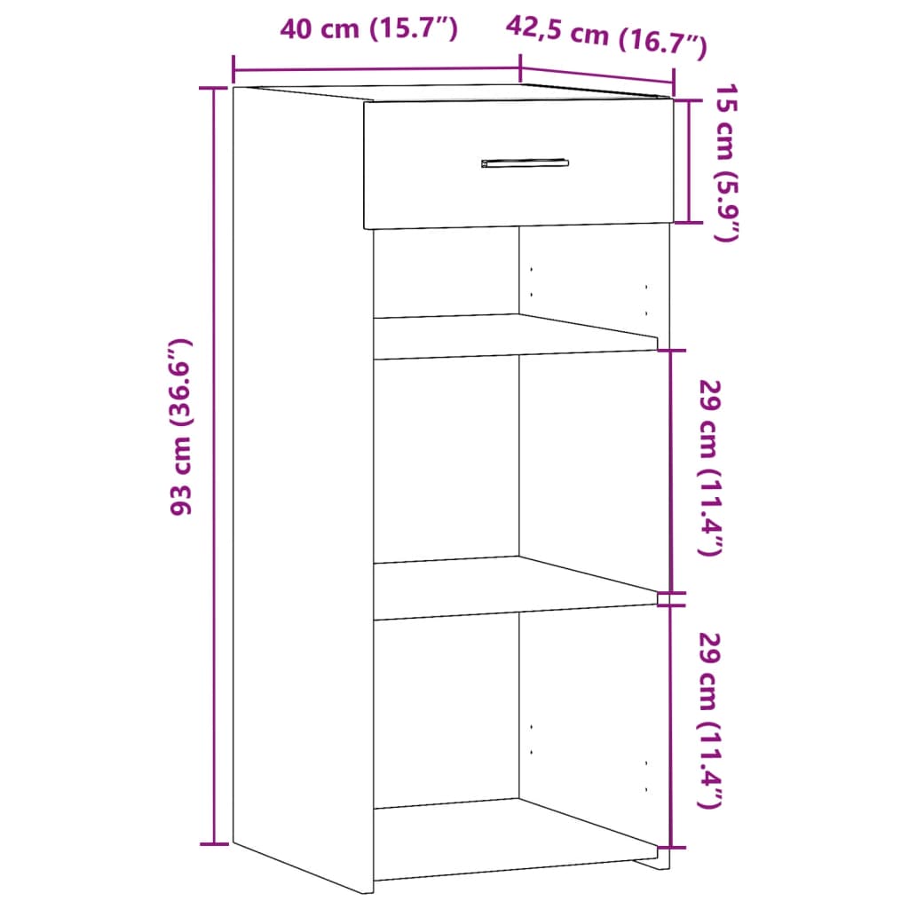 Dressoir 40x42,5x93 cm bewerkt hout betongrijs - AllerleiShop