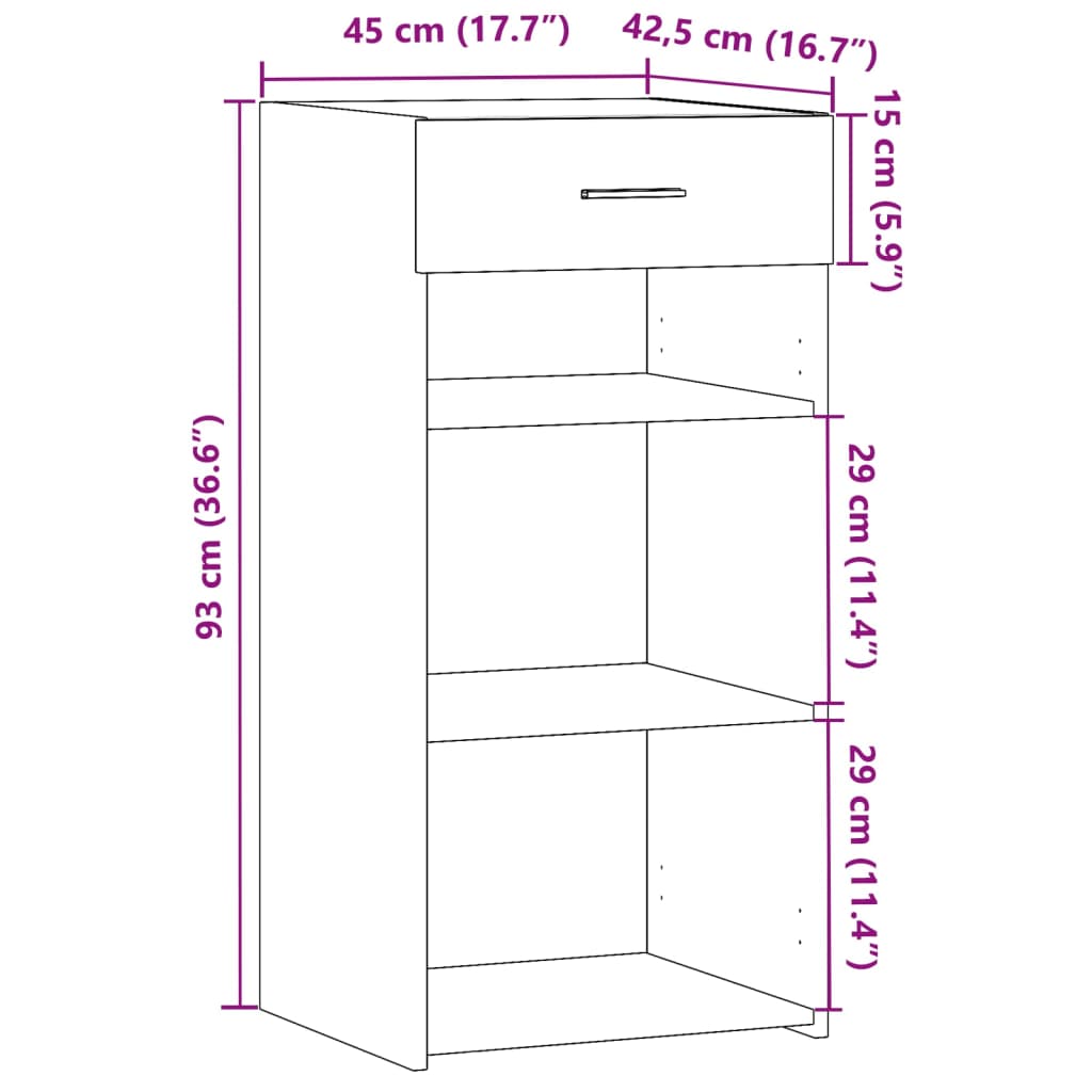 Dressoir 45x42,5x93 cm bewerkt hout betongrijs - AllerleiShop