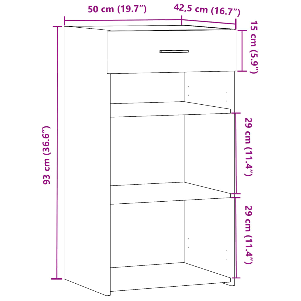 Dressoir 50x42,5x93 cm bewerkt hout wit - AllerleiShop