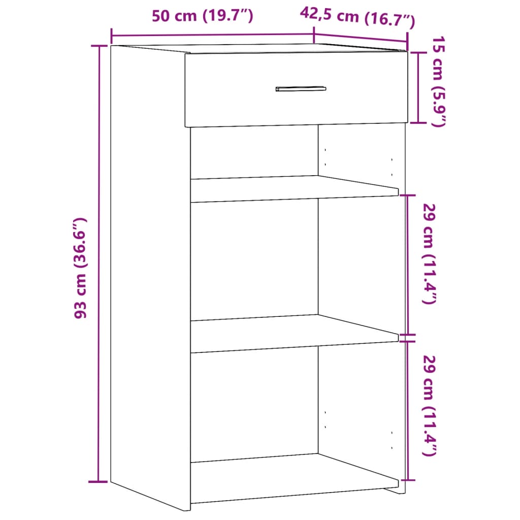 Dressoir 50x42,5x93 cm bewerkt hout zwart - AllerleiShop