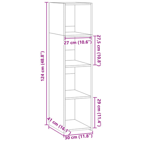 Hoge kast 30x41x124 cm bewerkt hout betongrijs - AllerleiShop