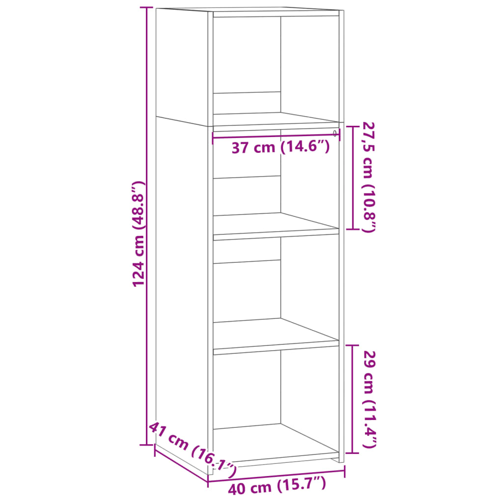 Hoge kast 40x41x124 cm bewerkt hout wit - AllerleiShop