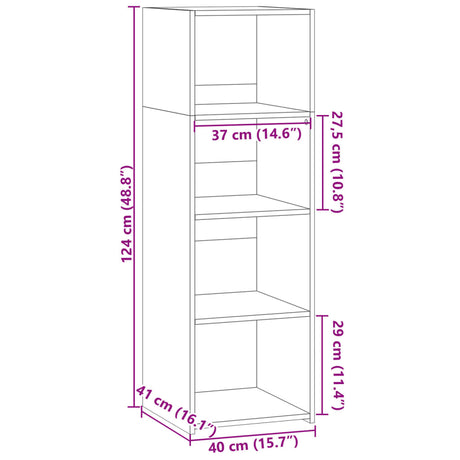 Hoge kast 40x41x124 cm bewerkt hout sonoma eikenkleurig - AllerleiShop