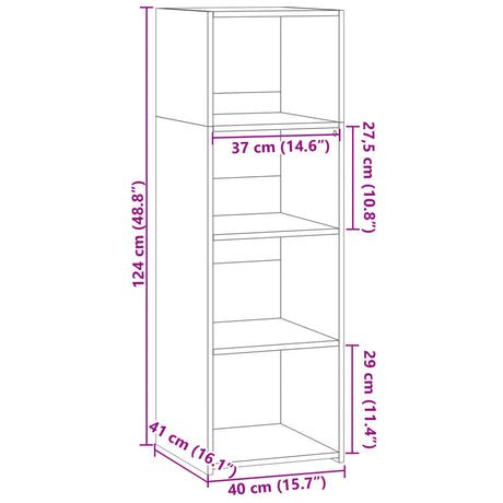 Hoge kast 40x41x124 cm bewerkt hout grijs sonoma eikenkleurig - AllerleiShop