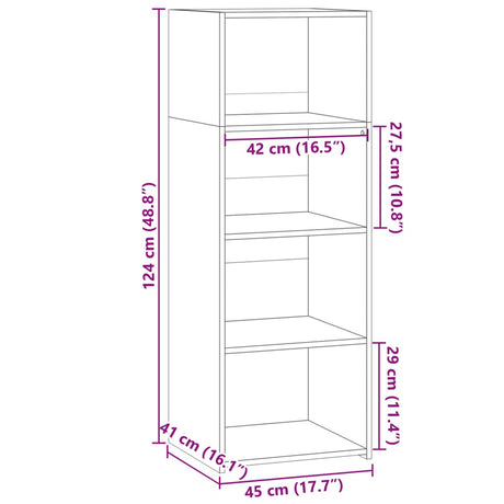 Hoge kast 45x41x124 cm bewerkt hout sonoma eikenkleurig - AllerleiShop