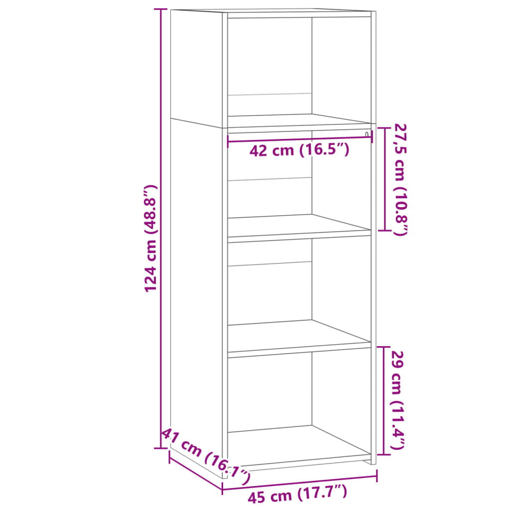 Hoge kast 45x41x124 cm bewerkt hout gerookt eikenkleurig - AllerleiShop