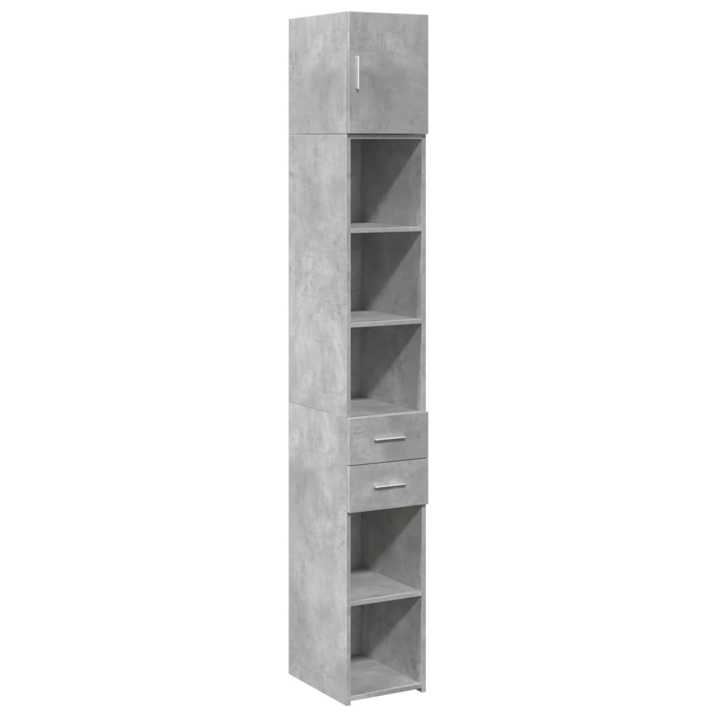 Opbergkast smal 30x42,5x225 cm bewerkt hout betongrijs - AllerleiShop