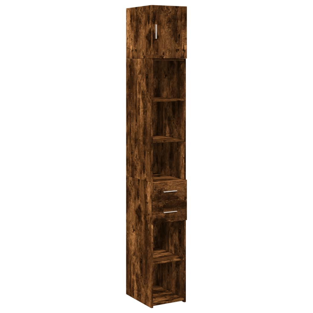 Opbergkast smal 30x42,5x225 cm bewerkt hout gerookt eikenkleur - AllerleiShop