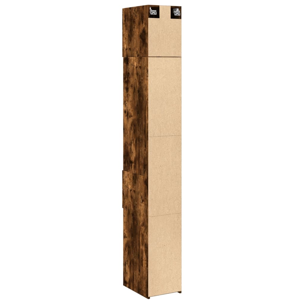 Opbergkast smal 30x42,5x225 cm bewerkt hout gerookt eikenkleur - AllerleiShop