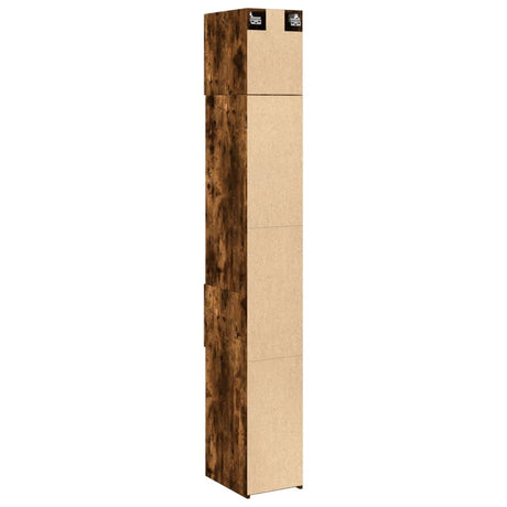 Opbergkast smal 30x42,5x225 cm bewerkt hout gerookt eikenkleur - AllerleiShop