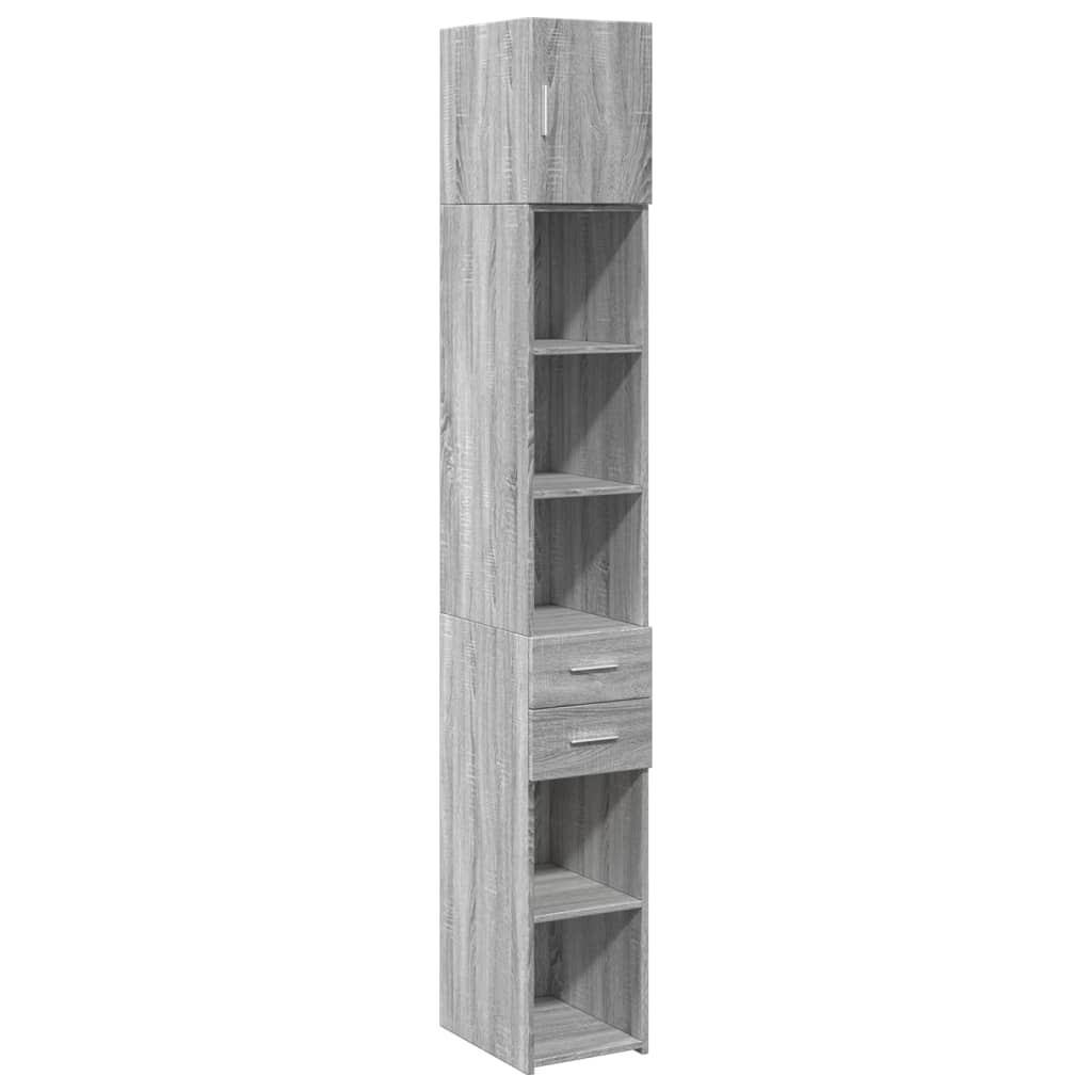 Opbergkast smal 30x42,5x225 cm bewerkt hout grijs sonoma eiken - AllerleiShop