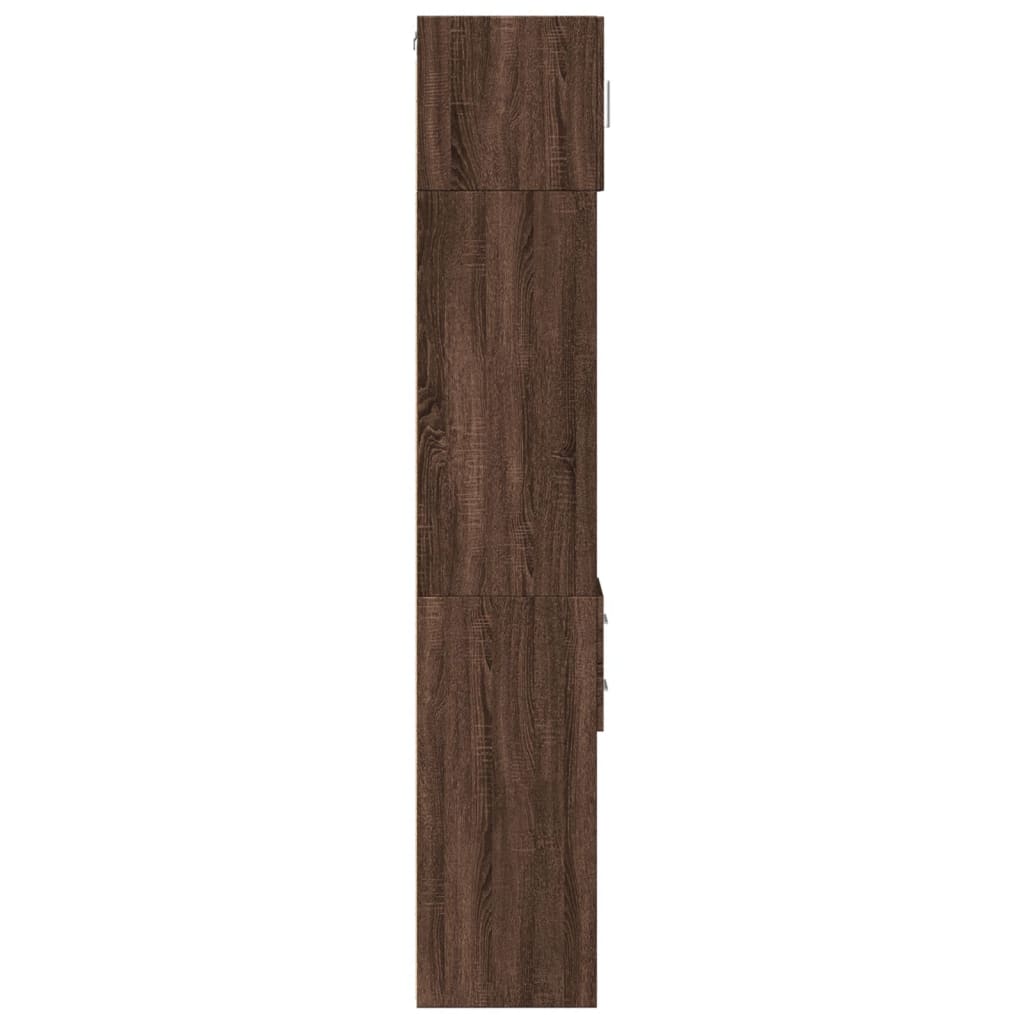 Opbergkast smal 30x42,5x225 cm bewerkt hout bruin eikenkleurig - AllerleiShop