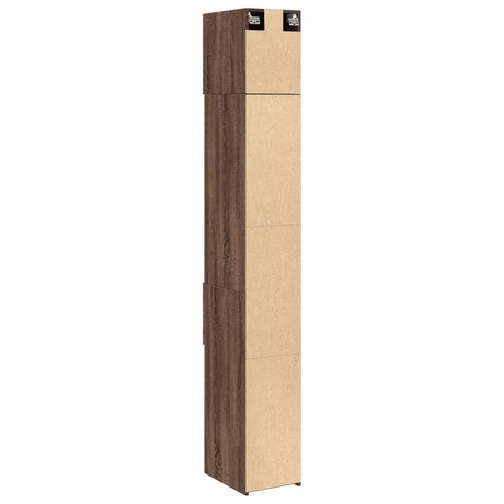 Opbergkast smal 30x42,5x225 cm bewerkt hout bruin eikenkleurig - AllerleiShop