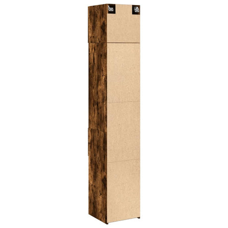 Opbergkast smal 40x42,5x225 cm bewerkt hout gerookt eikenkleur - AllerleiShop