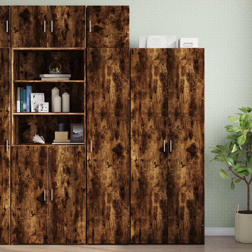 Opbergkast smal 40x42,5x225 cm bewerkt hout gerookt eikenkleur - AllerleiShop