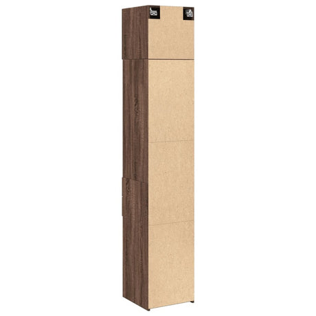 Opbergkast smal 40x42,5x225 cm bewerkt hout bruin eikenkleurig - AllerleiShop