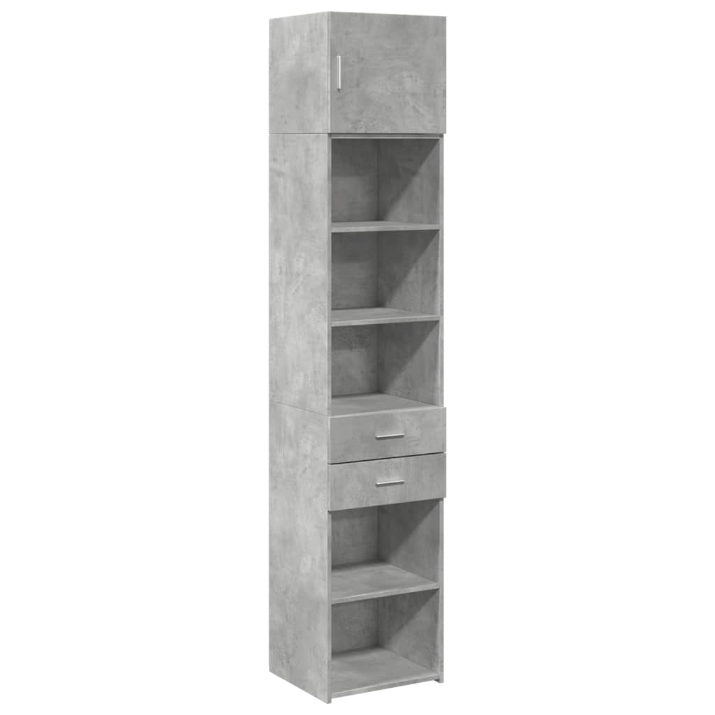 Opbergkast smal 45x42,5x225 cm bewerkt hout betongrijs - AllerleiShop