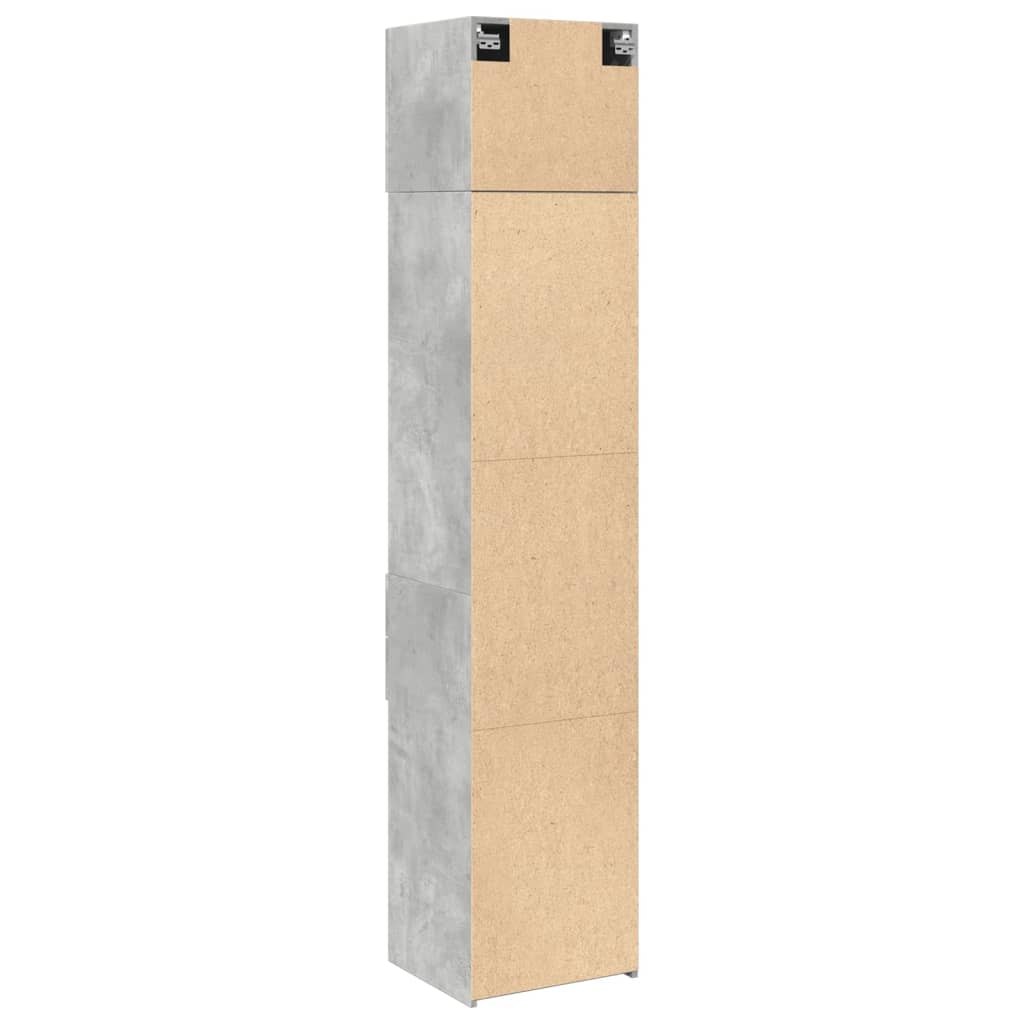 Opbergkast smal 45x42,5x225 cm bewerkt hout betongrijs - AllerleiShop