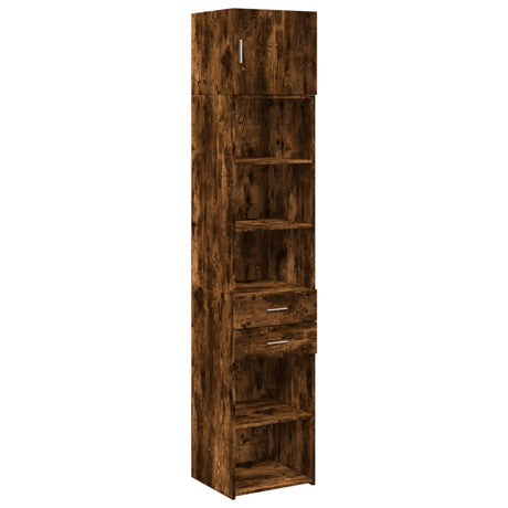 Opbergkast smal 45x42,5x225 cm bewerkt hout gerookt eikenkleur - AllerleiShop