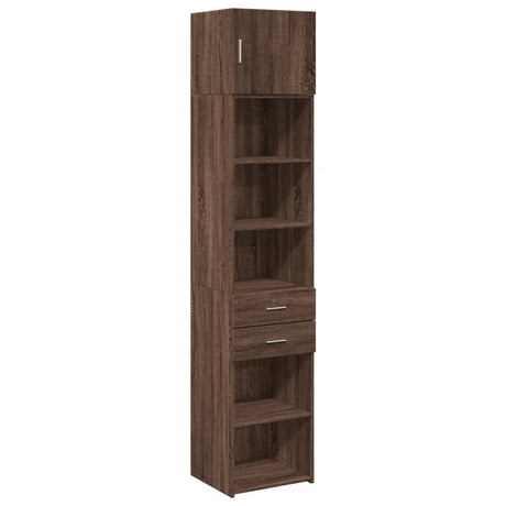 Opbergkast smal 45x42,5x225 cm bewerkt hout bruin eikenkleur - AllerleiShop