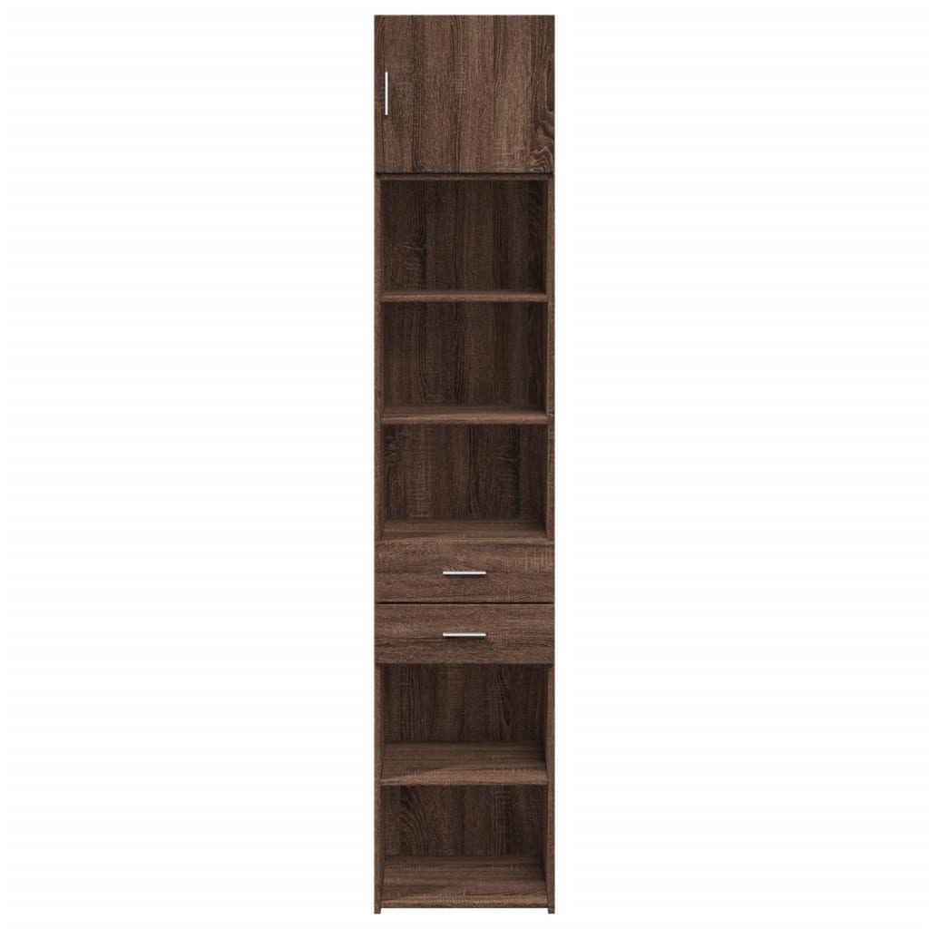 Opbergkast smal 45x42,5x225 cm bewerkt hout bruin eikenkleur - AllerleiShop