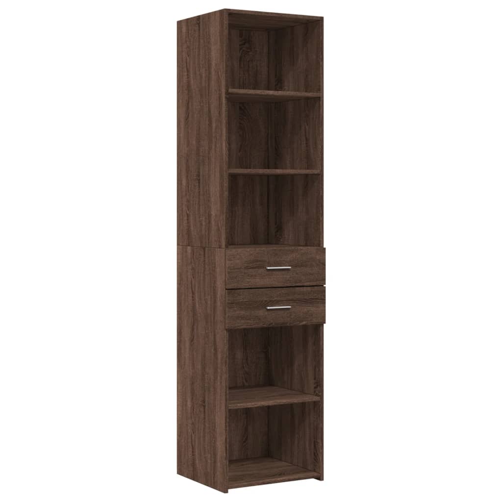 Opbergkast smal 45x42,5x225 cm bewerkt hout bruin eikenkleur - AllerleiShop