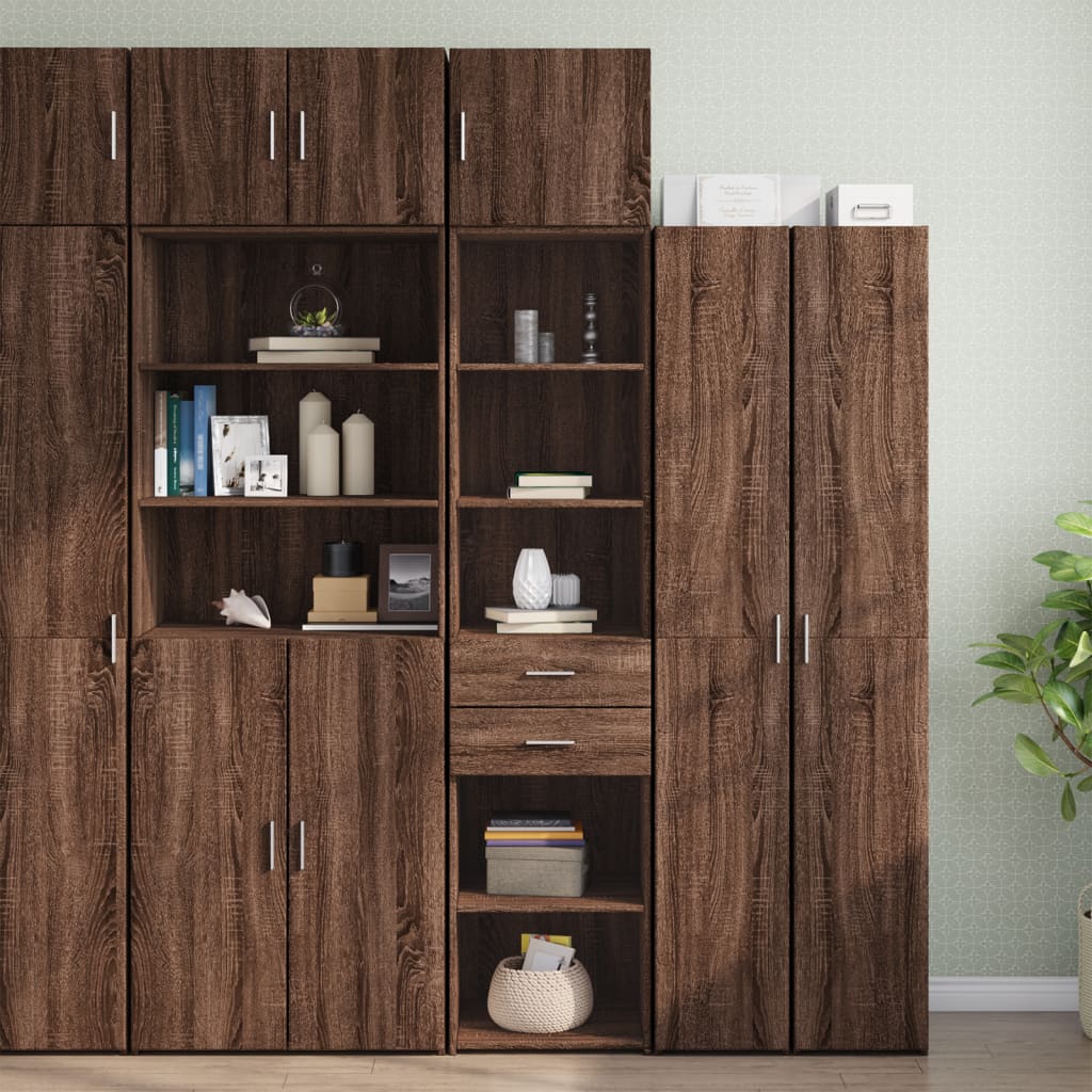 Opbergkast smal 45x42,5x225 cm bewerkt hout bruin eikenkleur - AllerleiShop