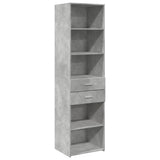 Opbergkast smal 50x42,5x225 cm bewerkt hout betongrijs - AllerleiShop