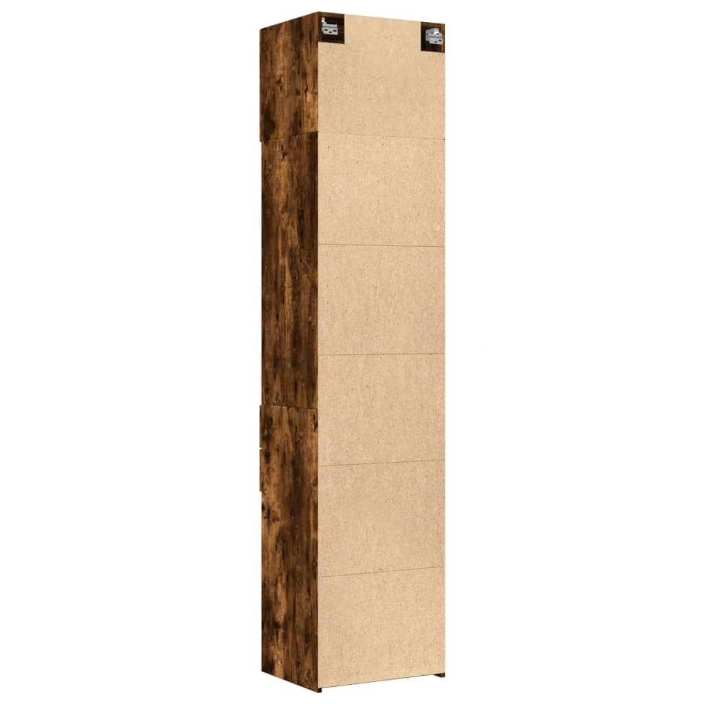 Opbergkast smal 50x42,5x225 cm bewerkt hout gerookt eikenkleur - AllerleiShop