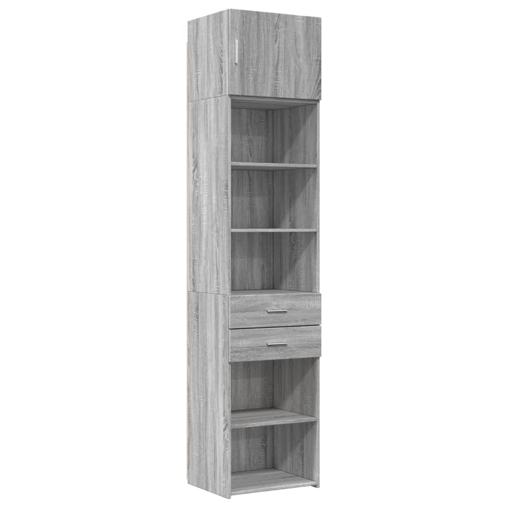 Opbergkast smal 50x42,5x225 cm bewerkt hout grijs sonoma eiken - AllerleiShop