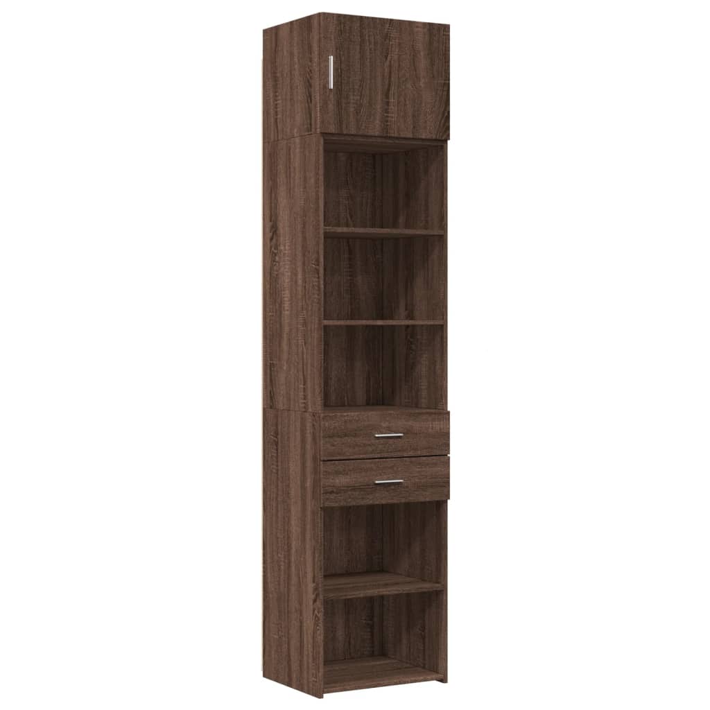 Opbergkast smal 50x42,5x225 cm bewerkt hout bruin eikenkleur - AllerleiShop