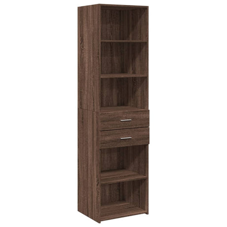 Opbergkast smal 50x42,5x225 cm bewerkt hout bruin eikenkleur - AllerleiShop