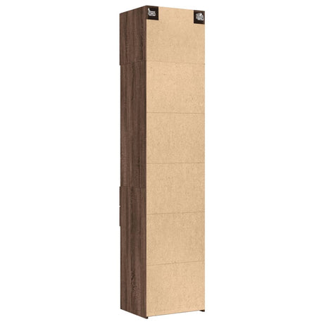 Opbergkast smal 50x42,5x225 cm bewerkt hout bruin eikenkleur - AllerleiShop