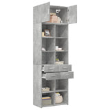 Opbergkast 70x42,5x225 cm bewerkt hout betongrijs - AllerleiShop