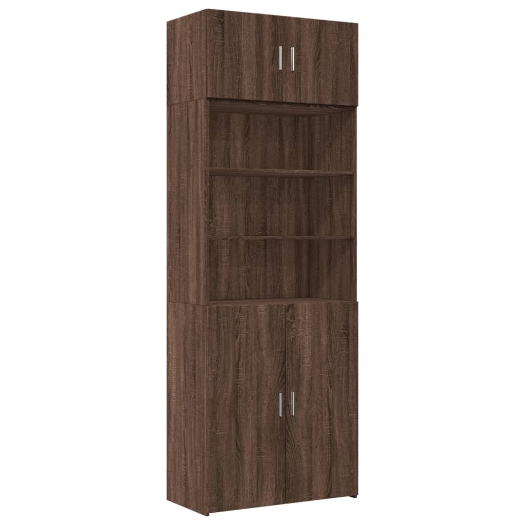 Opbergkast 80x42,5x225 cm bewerkt hout bruin eikenkleurig - AllerleiShop