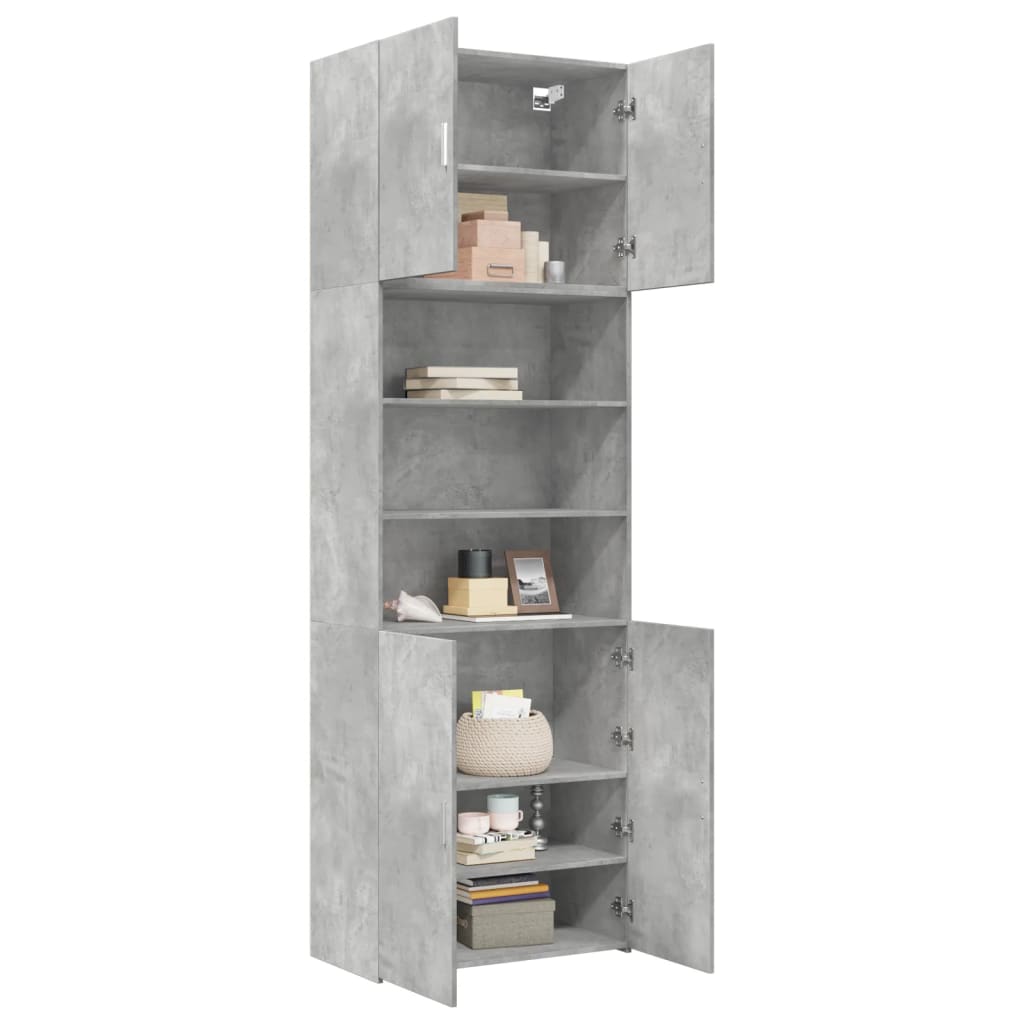 Hoge kast 80x42,5x249 cm bewerkt hout betongrijs - AllerleiShop