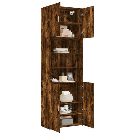 Hoge kast 80x42,5x249 cm bewerkt hout gerookt eikenkleurig - AllerleiShop