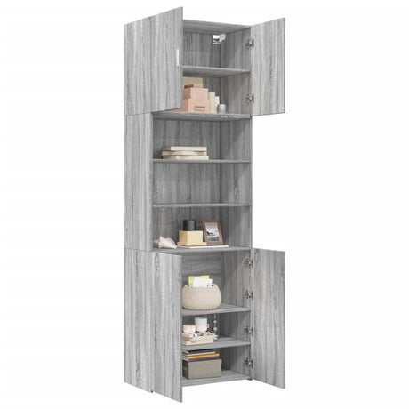 Hoge kast 80x42,5x249 cm bewerkt hout grijs sonoma eikenkleurig - AllerleiShop