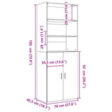 Hoge kast 70x42,5x185 cm bewerkt hout wit - AllerleiShop