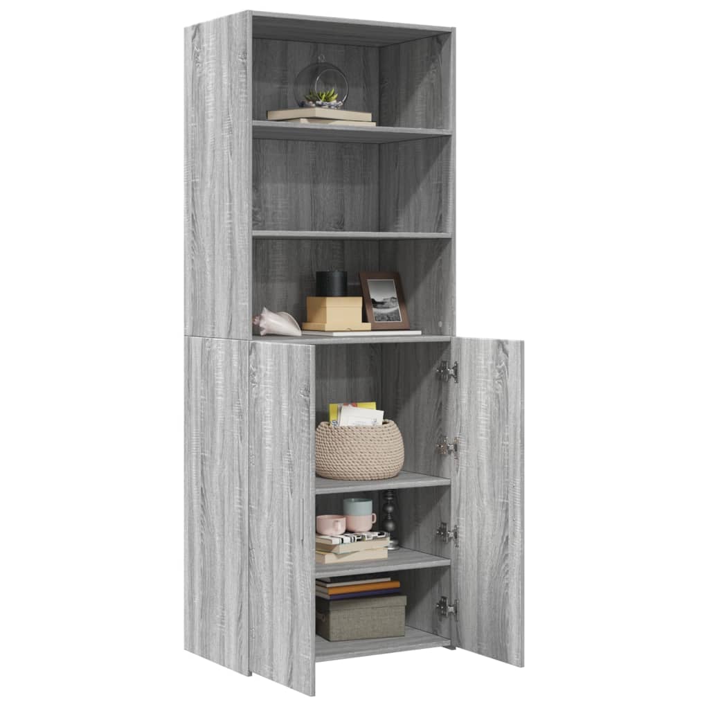 Hoge kast 70x42,5x185 cm bewerkt hout grijs sonoma eikenkleurig - AllerleiShop