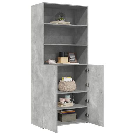 Hoge kast 80x42,5x185 cm bewerkt hout betongrijs - AllerleiShop