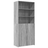 Hoge kast 80x42,5x185 cm bewerkt hout grijs sonoma eikenkleurig - AllerleiShop