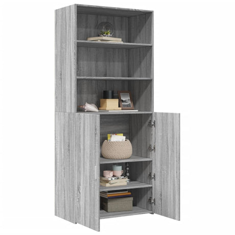 Hoge kast 80x42,5x185 cm bewerkt hout grijs sonoma eikenkleurig - AllerleiShop